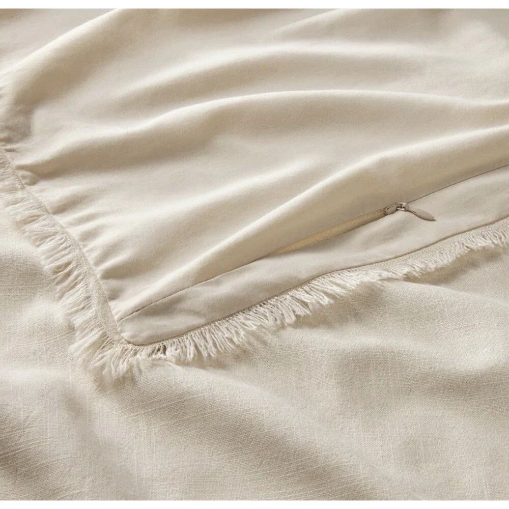 Full/Queen Heavyweight Linen Blend Duvet Cover & Sham Set Natural - Casaluna NEW